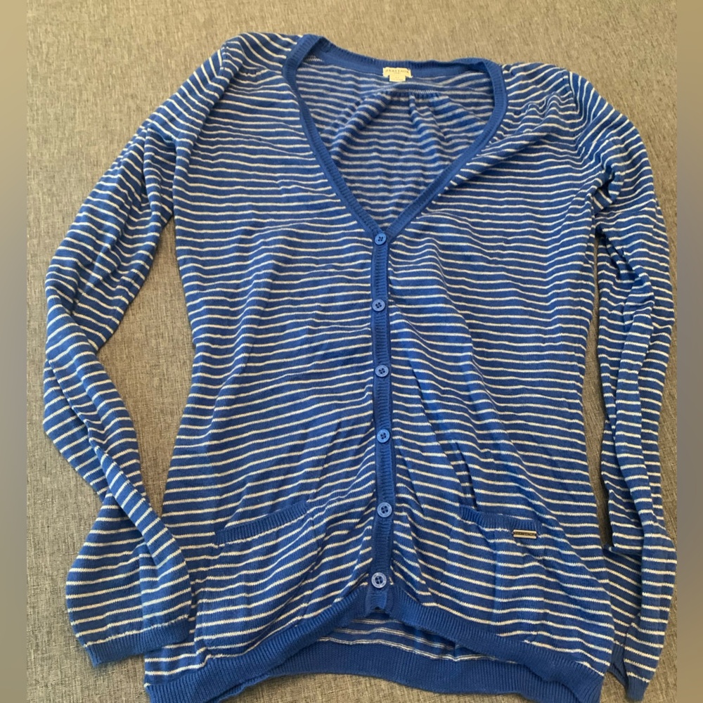 Cotton Striped Cardigan Sweater